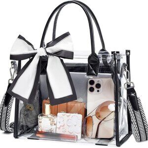 Clear Tote Bag Women PVC Stadium Approved Crossbody Shoulder Purse for Events